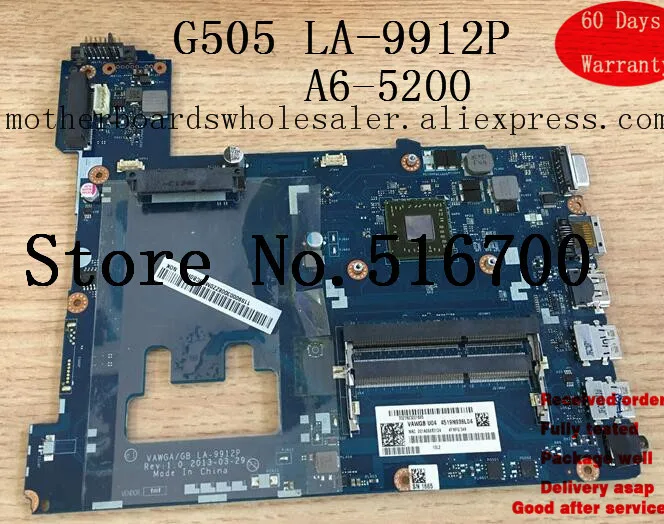 Материнская плата для ноутбука Lenovo G505 с ЦПУ A6 на материнской плате baord VAWGA/GB LA-9912P |
