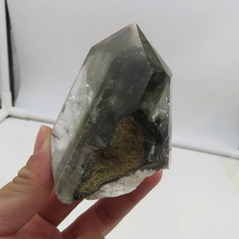 223 г AAA ++ натуральный темно-зеленый призрак фантомный кварцевый кристалл камень