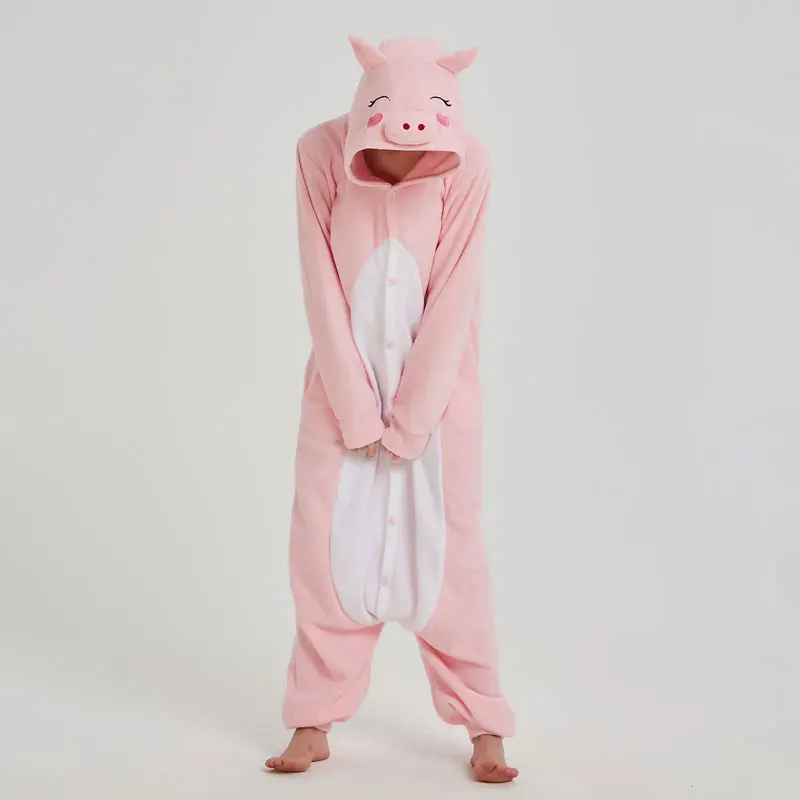 Женский комбинезон кигуруми в виде свиньи розовый милый праздничный наряд для