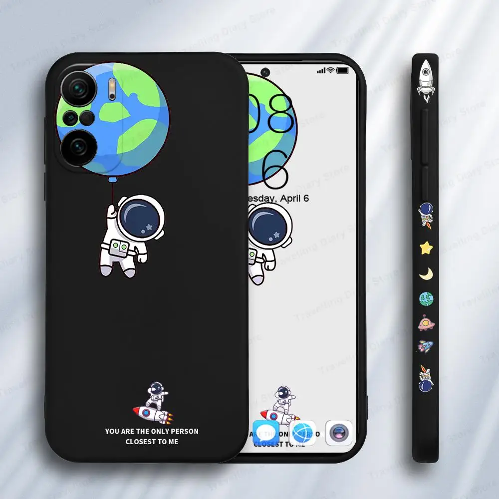 

Чехол для телефона Xiaomi Redmi K40 Pro Plus K40 Pro с рисунком астронавта, жидкий силиконовый чехол для Redmi K40, защитный чехол для камеры