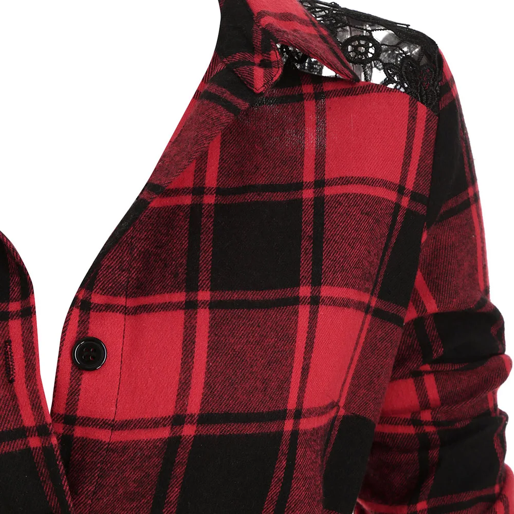 ROSEGAL женское платье с отворотом рукавом в клетку поясом кружевной панелью