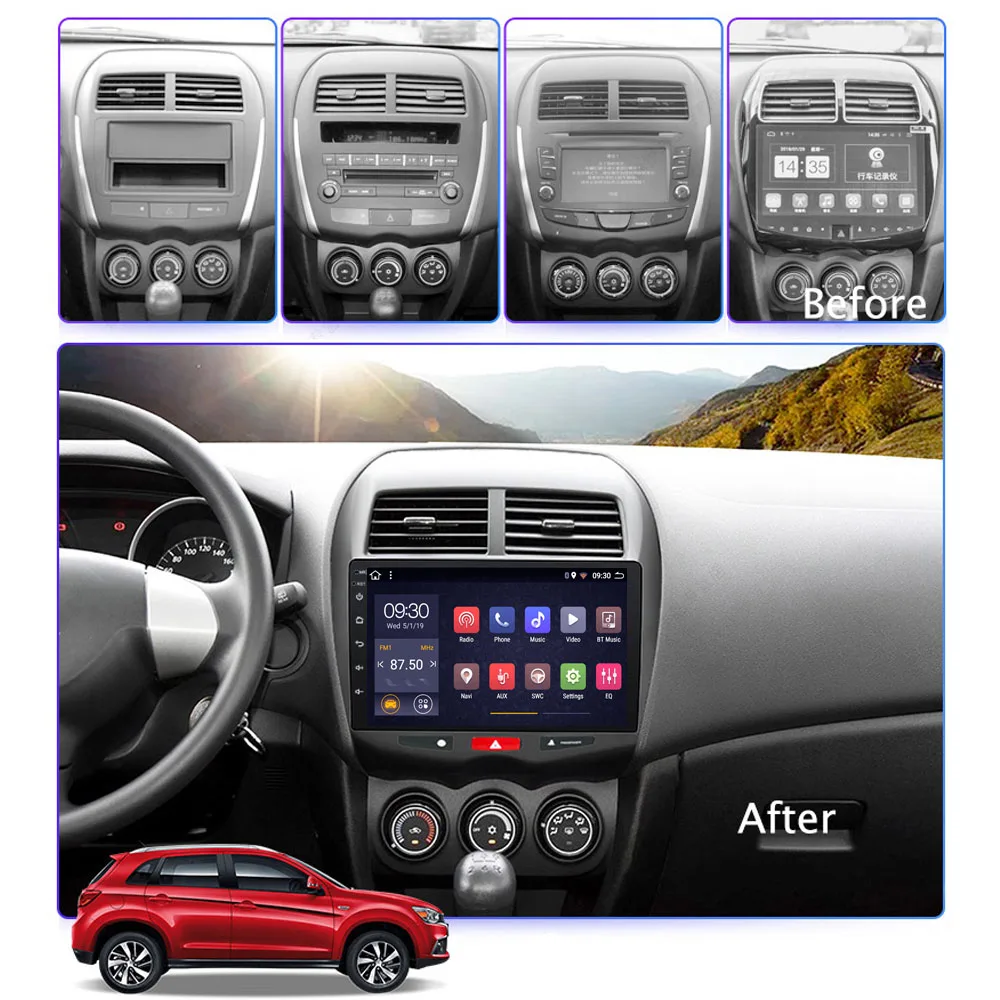 10 1 &quot2 Din Android 9 автомобильный Радио мультимедийный плеер для Mitsubishi ASX 2010-2017 2G + 32G 2din