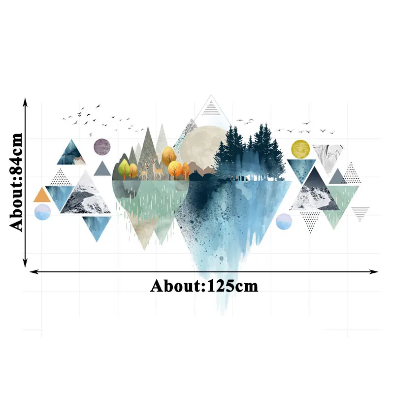 

Nordic ins style Triangle Dreamy Mountain Wall Stickers Living room Bedroom Vinyl Wall Decals Creative Home Decor