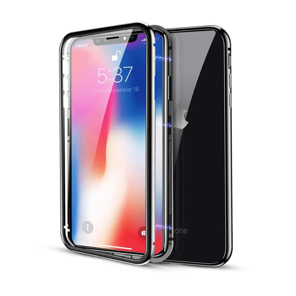 Металлический магнитный чехол для iPhone XR XS MAX X 8 Plus чехлы адсорбции из закаленного