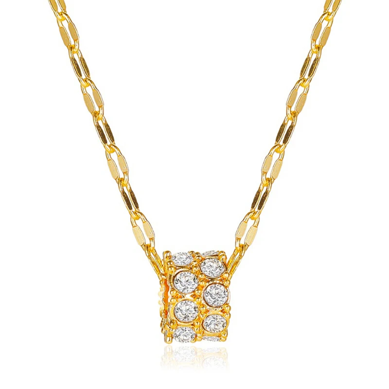 Колье с подвеской в виде Круга кристаллами для женщин стильная цепочка до ключиц