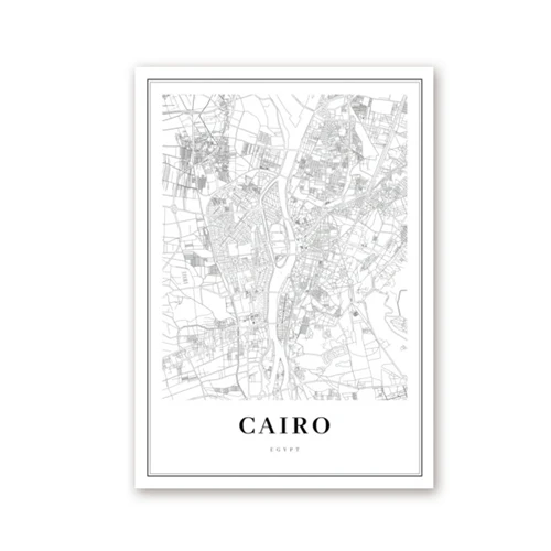 

Cairo Egypt Map Wall Art Canvas Painting Modern Minimalist Posters and Prints Cairo City Street Road Map Wall Picture Home Decor