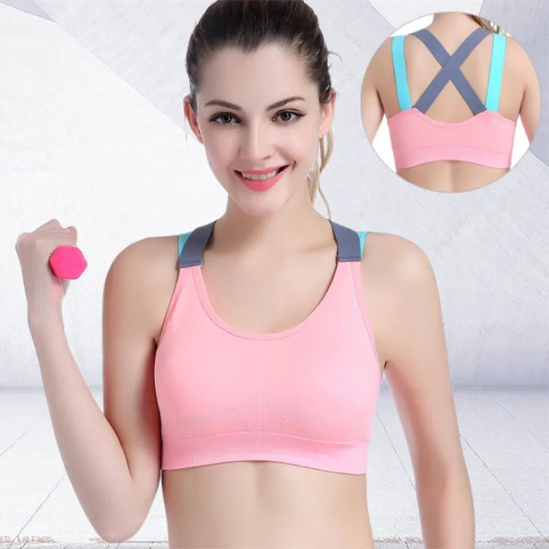 

New Fashion Women Yoga Sports Bras Cross Back Padded Female Gym Fitness Workout Tops Underwear Outdoor Running Lady Sexy Bras
