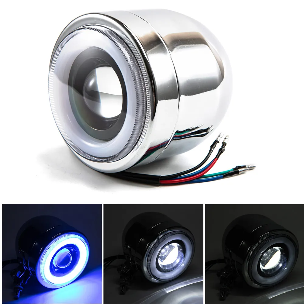 

Универсальная мотоциклетная фара Cafe Racer, светодиодная фара, передние лампы для Harley Softail 1986-2013 FLSTF Bobber, черный хром