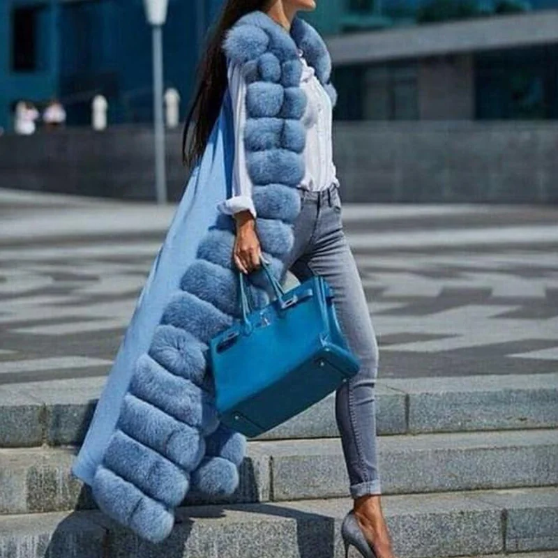 

SHZQ Fur Gilet Long Ladies Natural Fur Vest X-long Women Long Fur Gilet