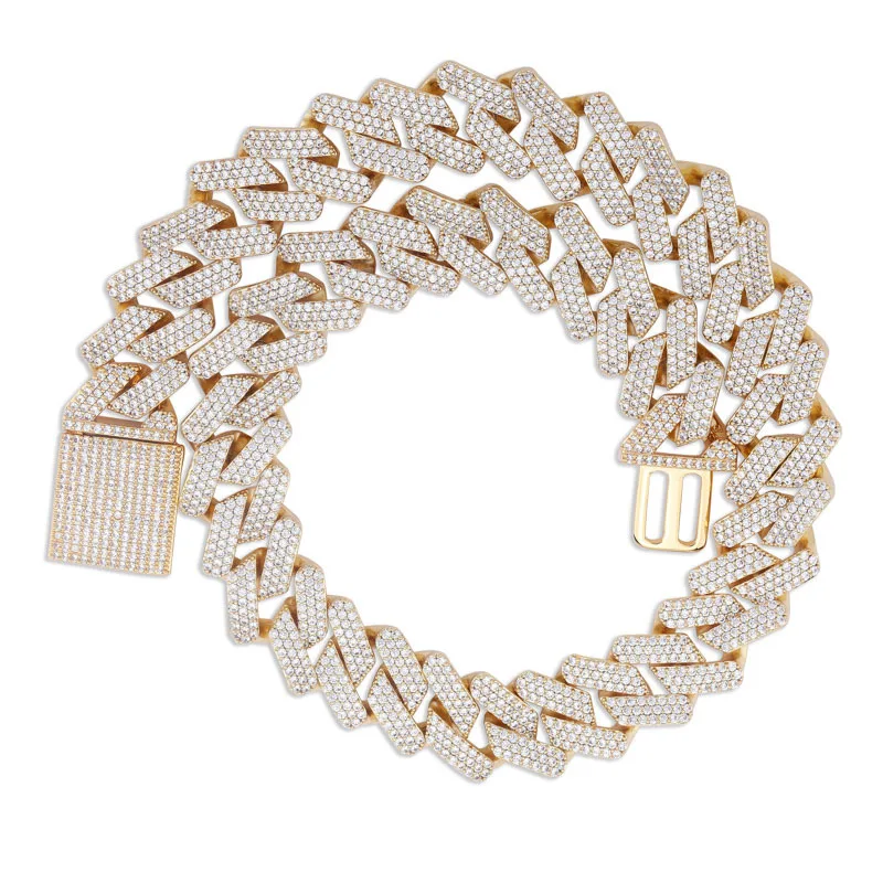 melhor 20mm Miami Mais Recente Caixa Fecho Cubana Link Chain Pesado Congelado Para Fora Zircão Cúbico Colar Gargantilha Bling Jóias Hip Hop Para Homem