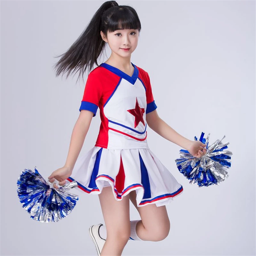 Детские танцевальные костюмы для чарлидинга одежда выступлений на сцене
