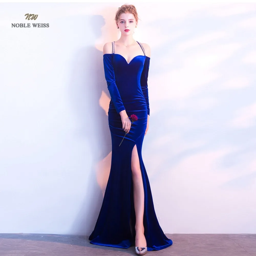 Сексуальное платье для выпускного вечера велюровое с вырезом лодочкой и