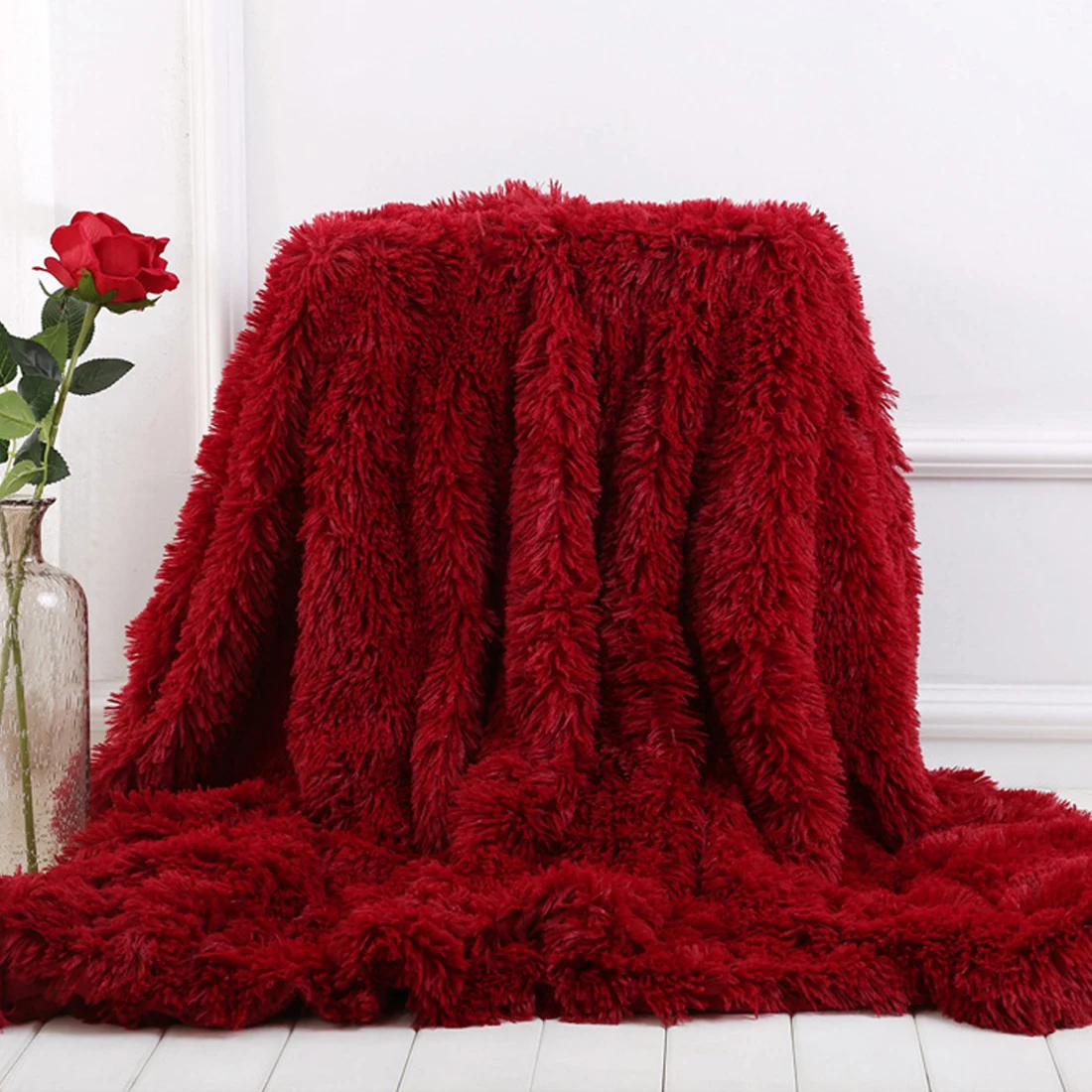 

Super Soft Long Shaggy Fuzzy Fur Faux Fur Warm Elegant Cozy With Fluffy Sherpa Throw Blanket 130*160cm/160*200cm