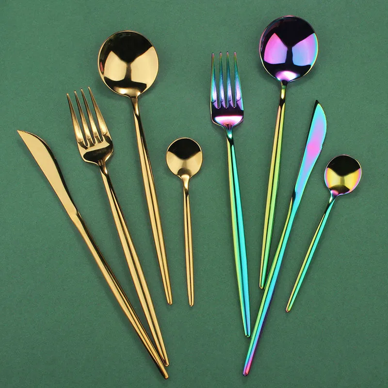 Португальские столовые приборы из нержавеющей стали 304 яркий Западный