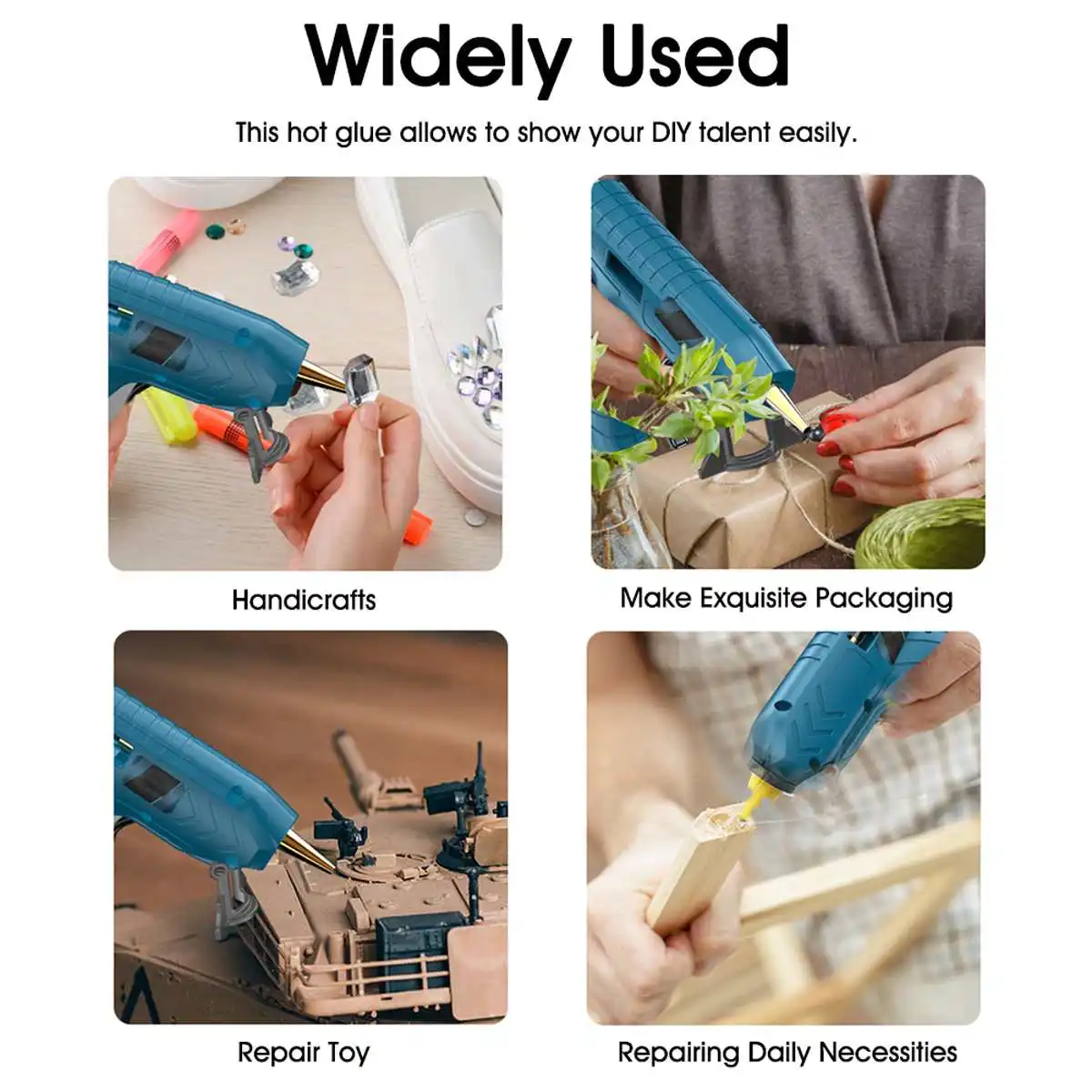 

Rechargeable Cordless Hot Melt Glue Gun With Glue Sticks Copper Nozzle Hot Glue Applicator DIY Craft Repair Stick Tool Kits