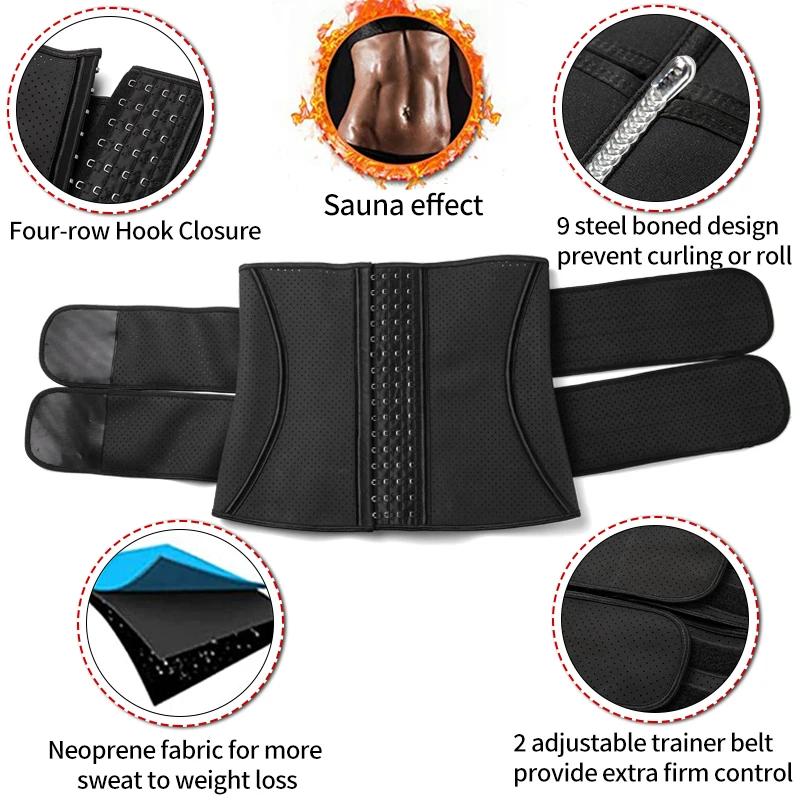 Женский тренировочный корсет неопреновый с регулируемыми двойными лямками пояс