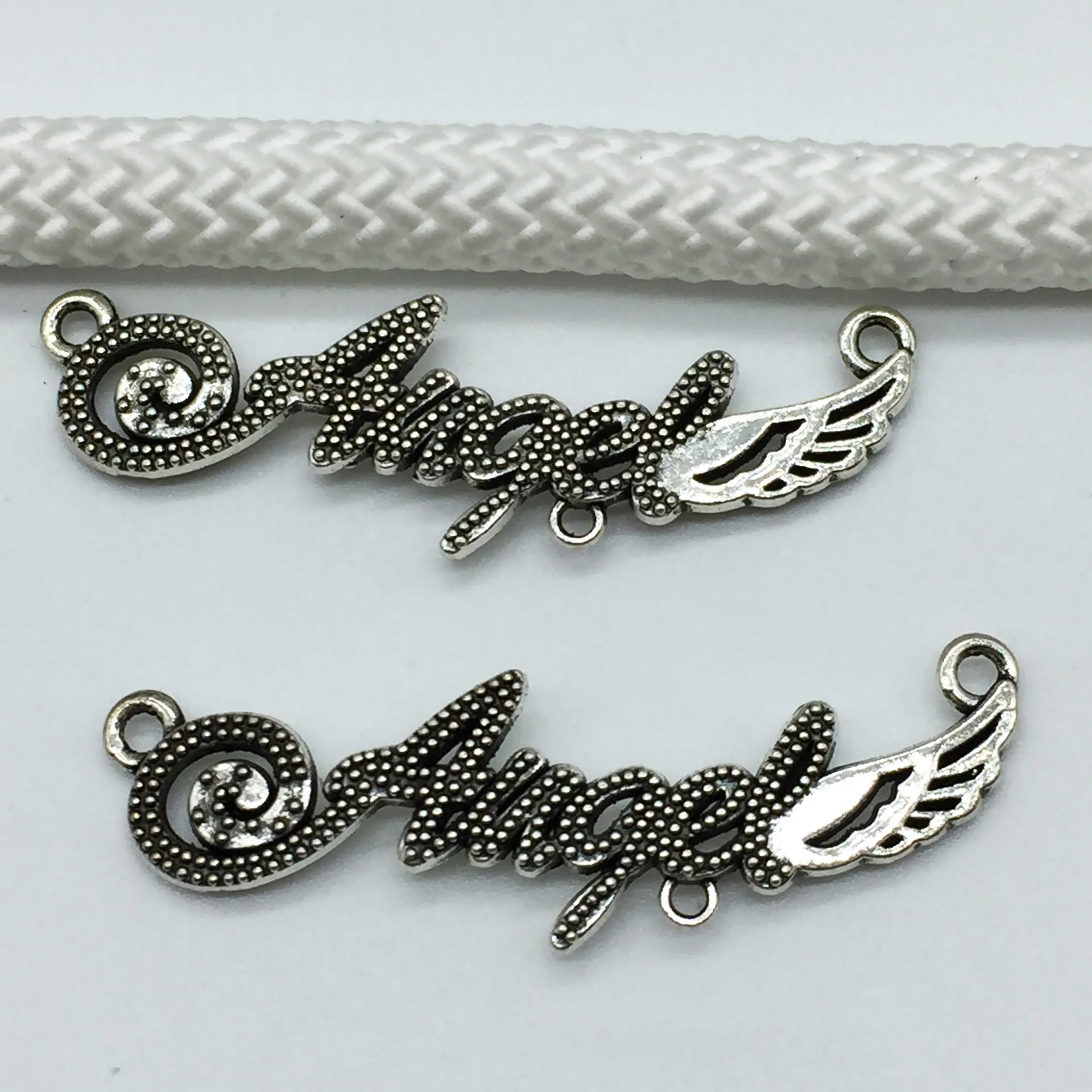 

12pcs/Lot English Alphabet Charm Silver Color Angel Necklace Pendant Fit Diy Handmade Aesthetics Accessories Jewellery Making