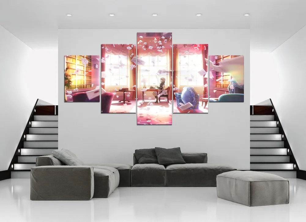 

Violet Evergarden Anime Modern Painting Canvas Wall Art 5 Piece Canvas Wall Art Painting HD Print Canvas For Living Room Artwork