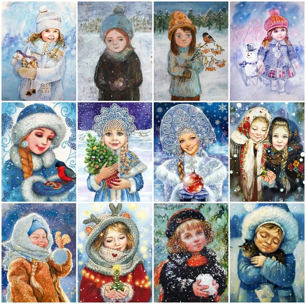 

5D Diy Diamond Painting Cute Russian Girls Rhinestone Square/round Diamond Embroidery Mosaic Bead Cross Stitch Home Decoration