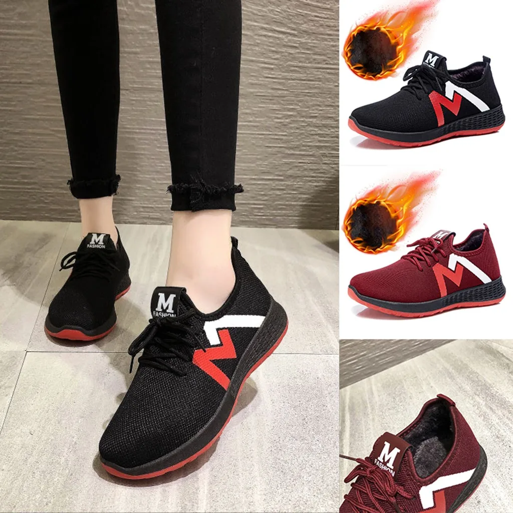 Женские кроссовки с сеткой теплые сетчатые для бега повседневная обувь зима