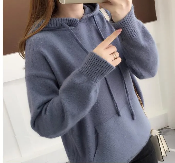 

2020 spring and autumn winter with New style fashion Long sleeve hooded Set head Women's Sweater coat