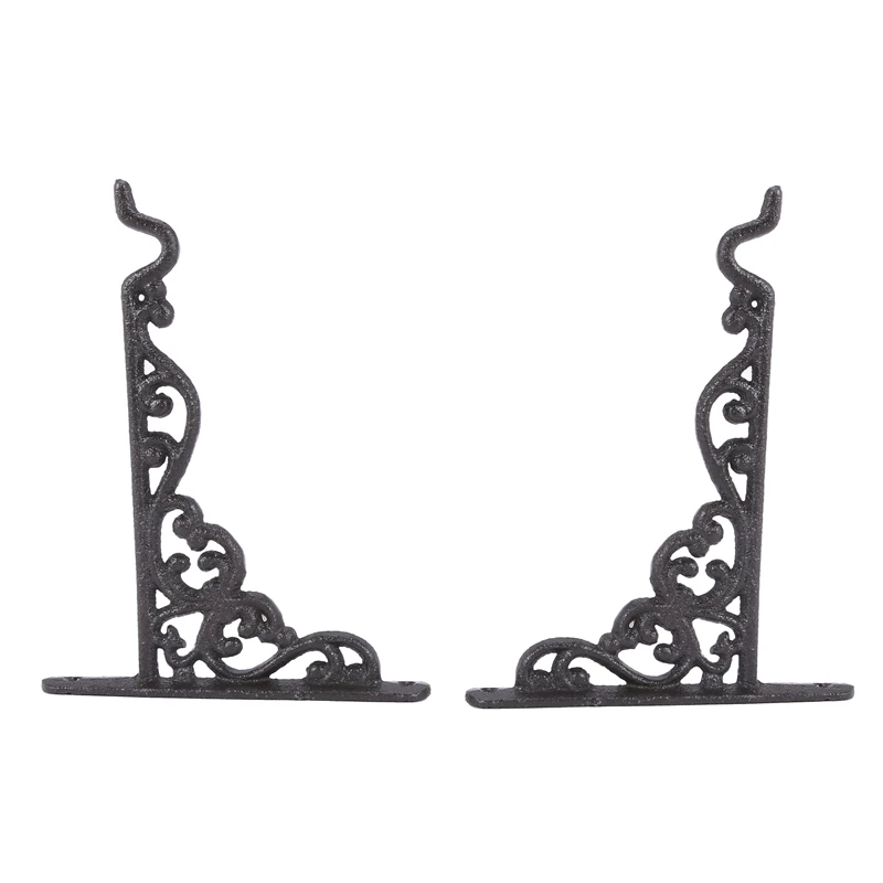 

2 Pack Cast Iron Plant Hanger Hanging Planters Basket Wall Hook with Screws, Vintage Metal Wall Stands for Bird Feeders, Planter