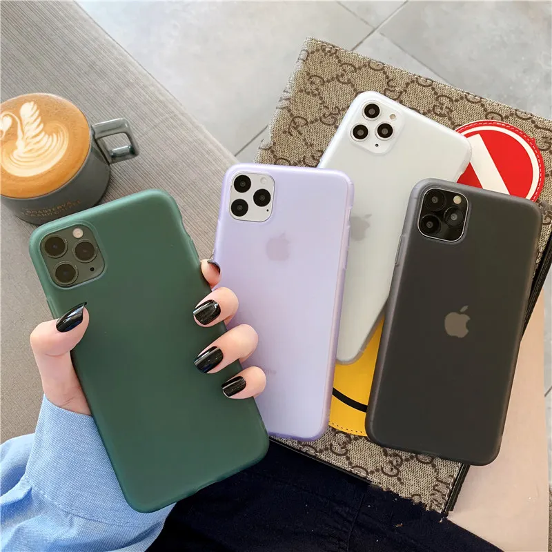 Ударопрочный силиконовый матовый чехол карамельного цвета для iPhone 7 8 Plus XR 11 Pro XS MAX