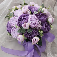 purple peony bridal bouquets wedding flowers artificial wedding bouquet de mariage rose