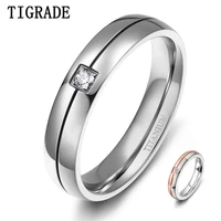 tigrade men wedding ring titanium white cubic zirconia inlay with line silver color trendy couple engagement band engraved aneis