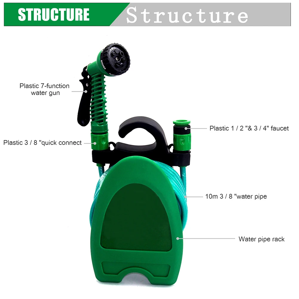 

Portable 10m Water Pipe Rack Set Outdoor Camping Garden Plants Wall-mounted PVC Water Pipe Rack Set for Family Car Wash