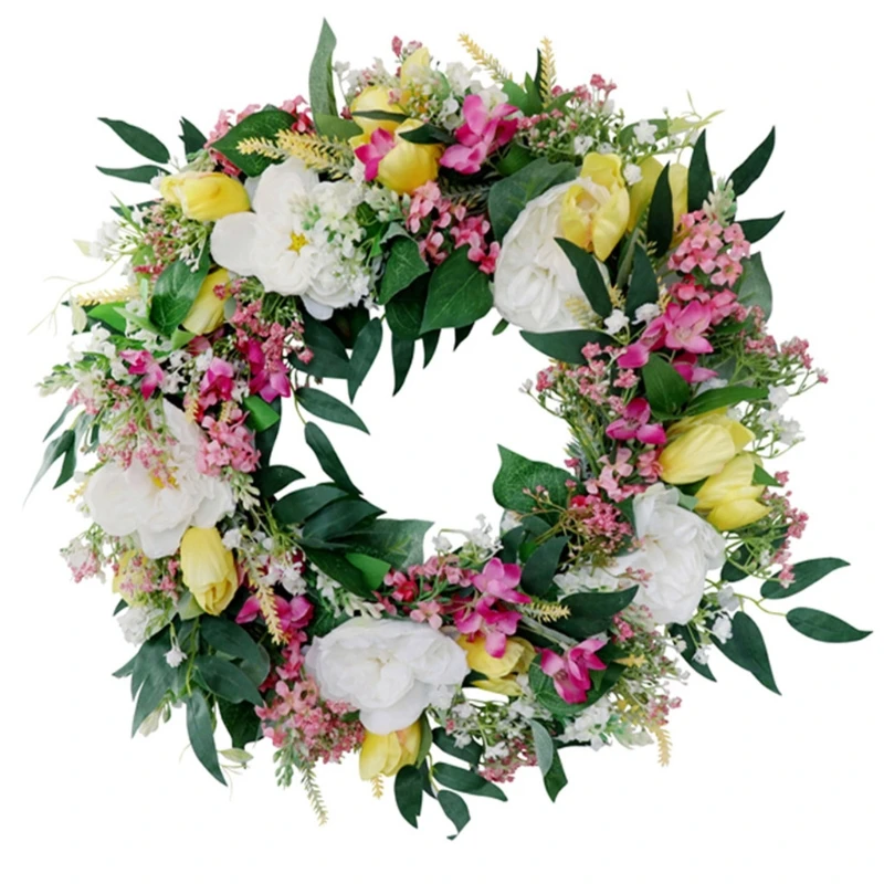 

Artificial Tulpe. Silk Spring Flower Wreath Large Decoration Wedding Front Door