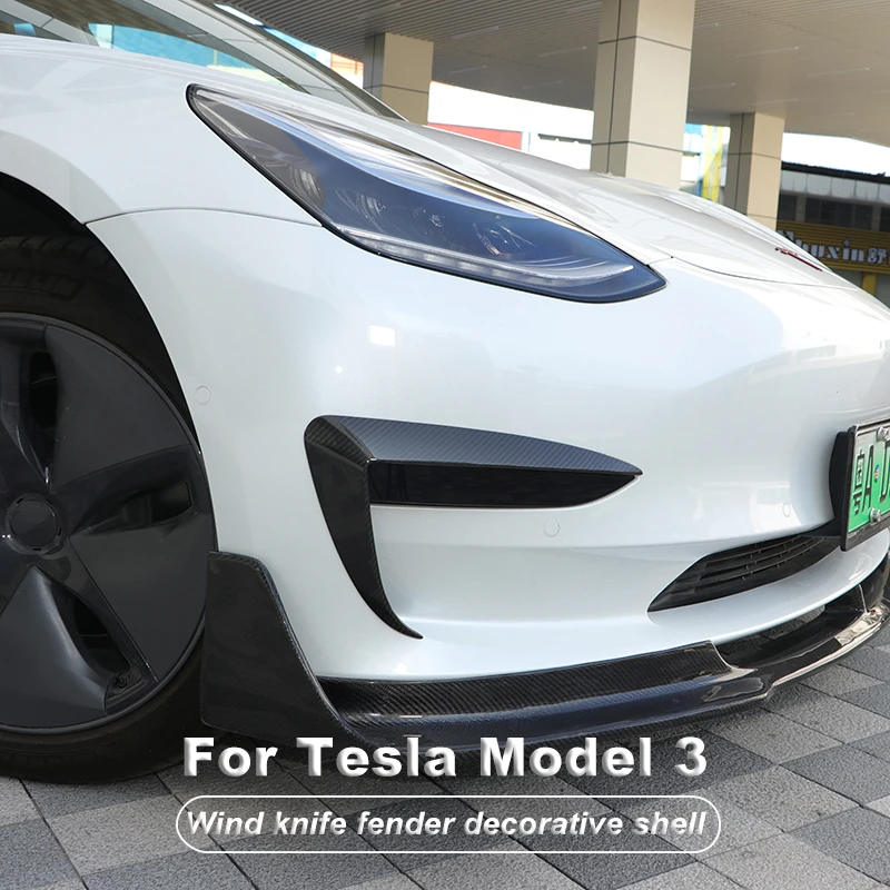 

Материал из настоящего углеродного волокна, 2 шт., ветровой нож, брызговик, фотоэлемент для Tesla модели 3 2017-2021 2022, аксессуары для стайлинга авт...