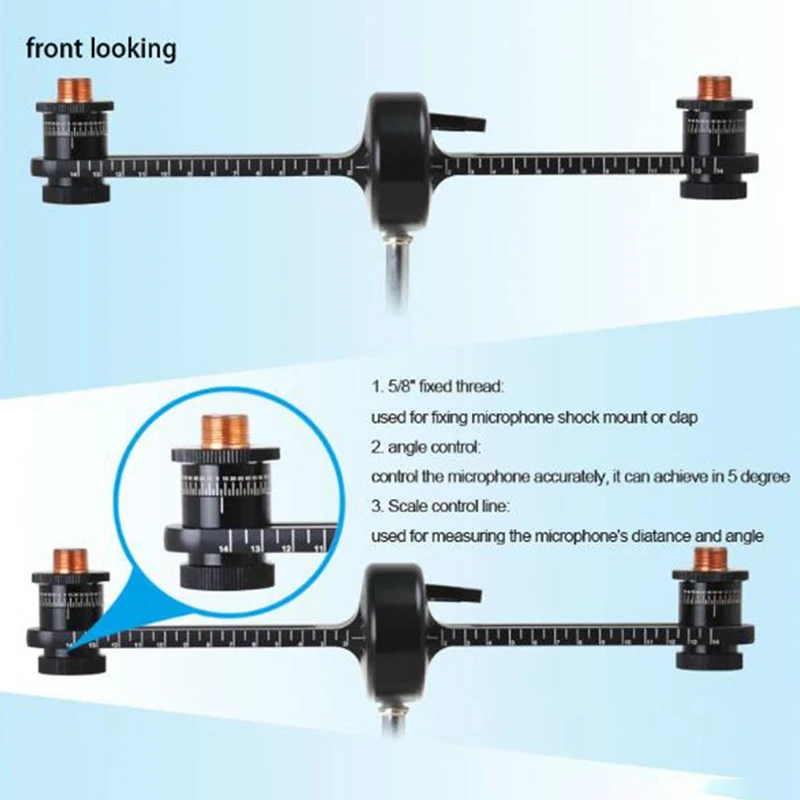 

Alctron MAS006 Multifunctional Precise Stereo Recording Dual Microphone Bracket Pole Bracket XY Recording Mic Stand Holder