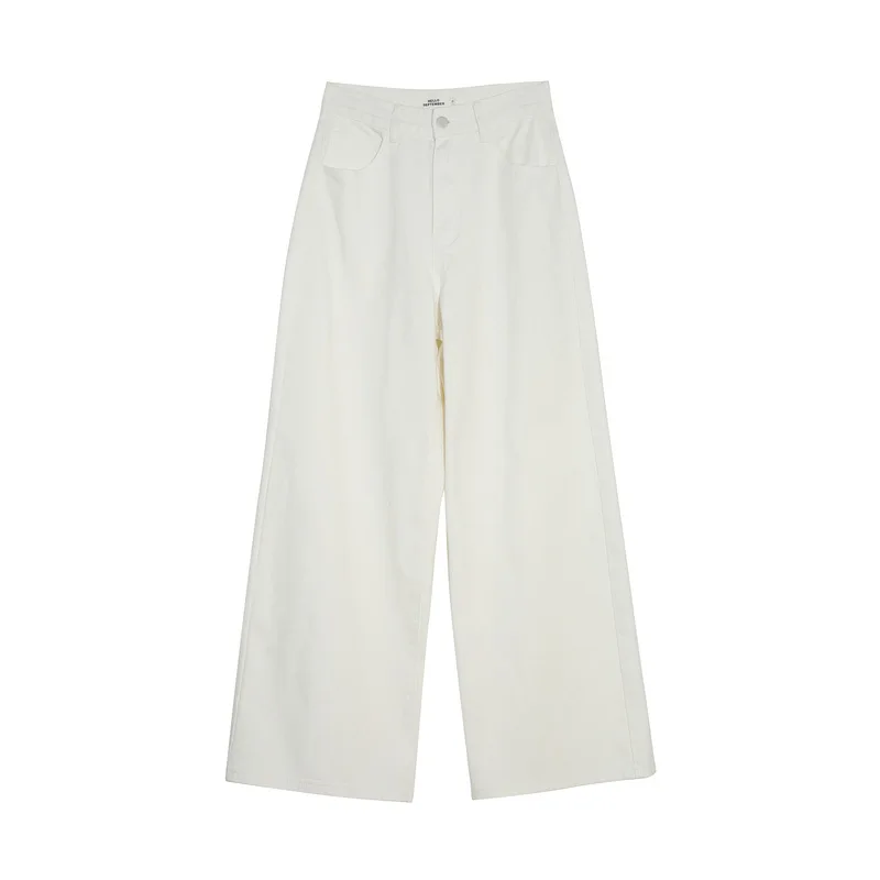 

New Temperament Korean Style High Waist Washed Denim Straight Leg Pants Women Simple All Match Pantalones Vaqueros Mujer Spring