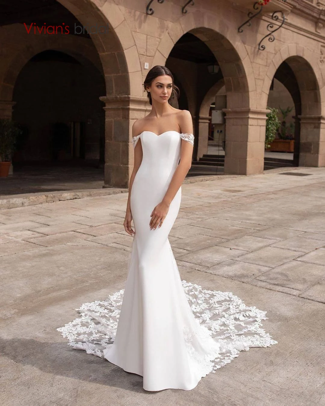Vivian's Bridal винтажное кружевное свадебное платье с аппликацией в виде листьев