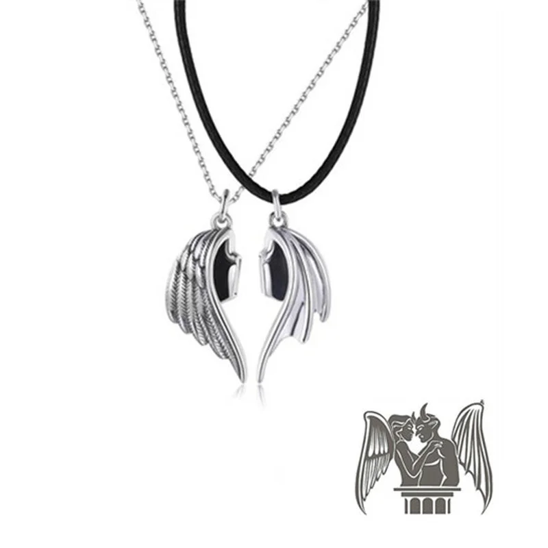 1 пара магнитных парных ангелов и демонов ожерелье готический панк стиль для