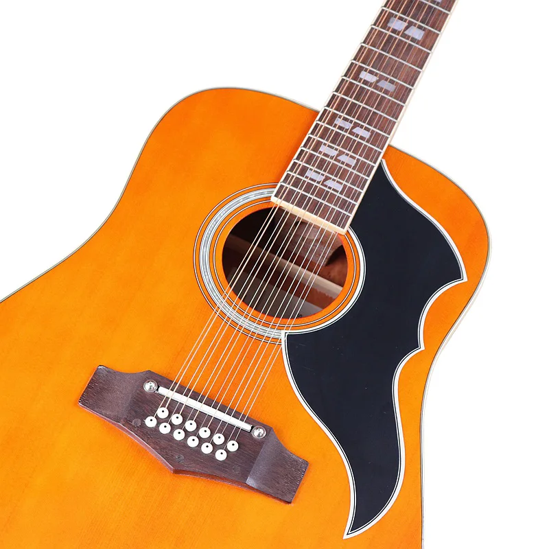 Высококачественная акустическая гитара 12-струнная оранжевого цвета
