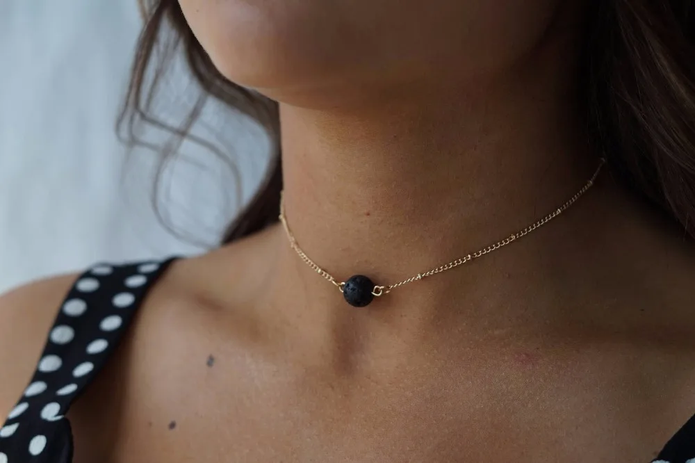 1 шт.) черный лавовый камень диффузор эфирного масла ожерелье ароматерапия