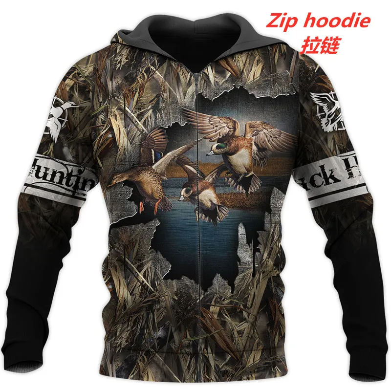 Новая осенне-зимняя толстовка с капюшоном Крутая 3D принтом утиной охоты на