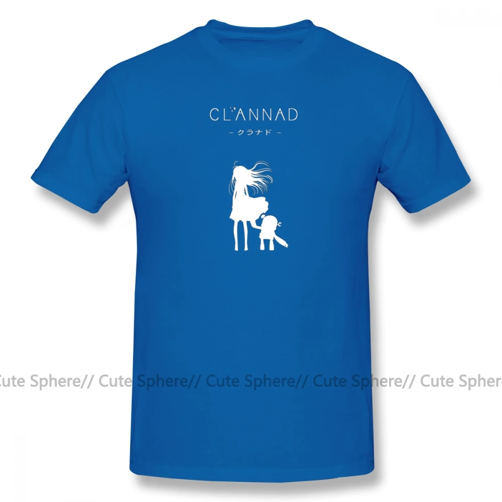 Clannad/футболка, CLANNAD Robot, белая футболка, летняя футболка из 100 хлопка, футболка с потрясающим принтом 5x - Цвет: Blue