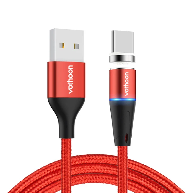Red Магнитный usb-кабель votoon 2 м, 3 А, быстрая зарядка, Micro USB type-C кабель для iPhone 11 Pro, samsung S10, Xiaomi, магнитное usb-зарядное устройство - Цвет: Red