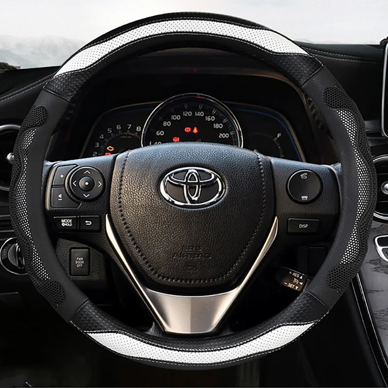 Кожа Чехол рулевого колеса автомобиля 38 см для Toyota Camry Corolla Harrier Fortuner Yaris CHR Vios Prius Alphard Rav4 аксессуары