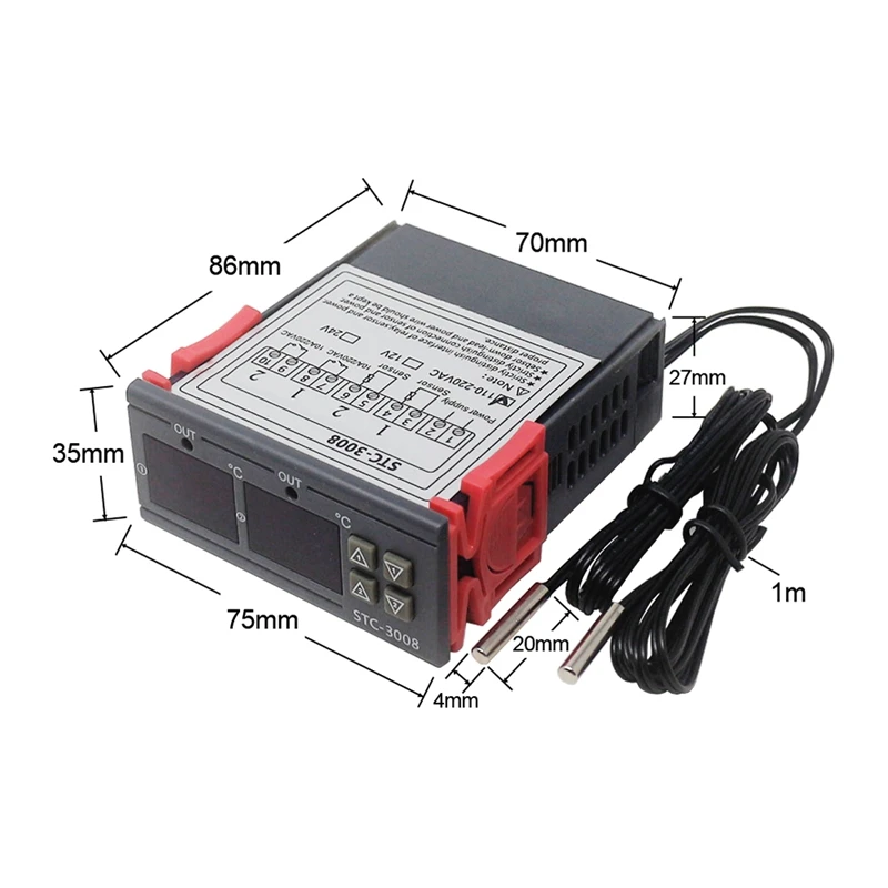 

12V Stc-3008 Dual Digital Incubator Thermostat Temperature Controller