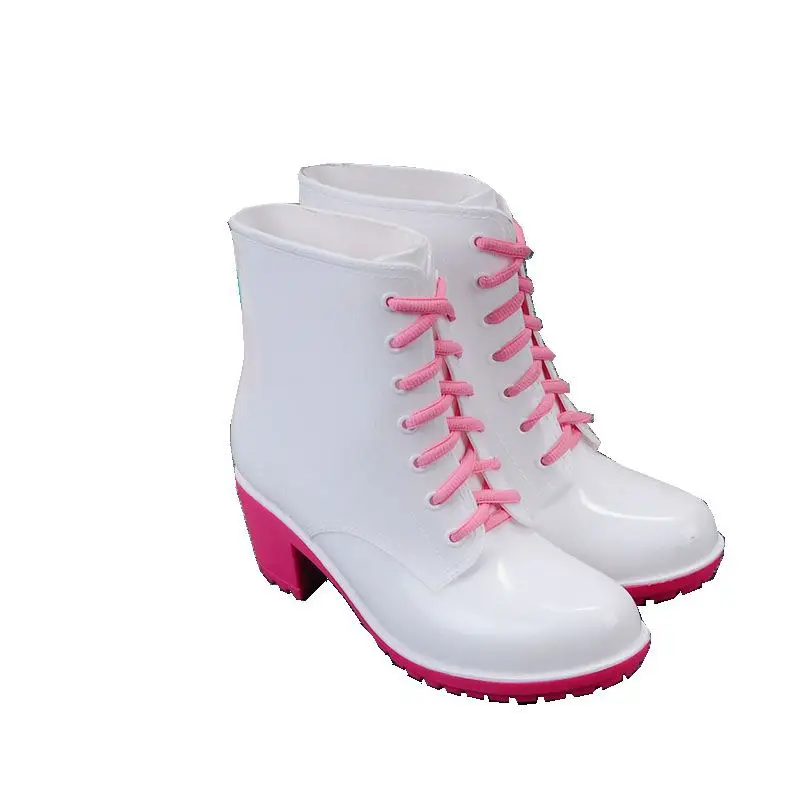

comemore 2021 Autumn Non-slip Shoes Fashion Tube Rain Boots Women's Martin Boots Waterproof Low-heeled Shoes Mid-tube Rain Boots