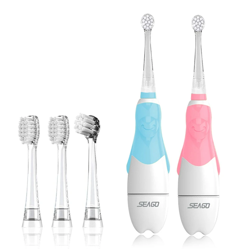 

Seago Sonic Electric Toothbrush Kids Battery Power Brush with Smart Timer Waterproof + 4 Soft Brush Heads for Children 3+