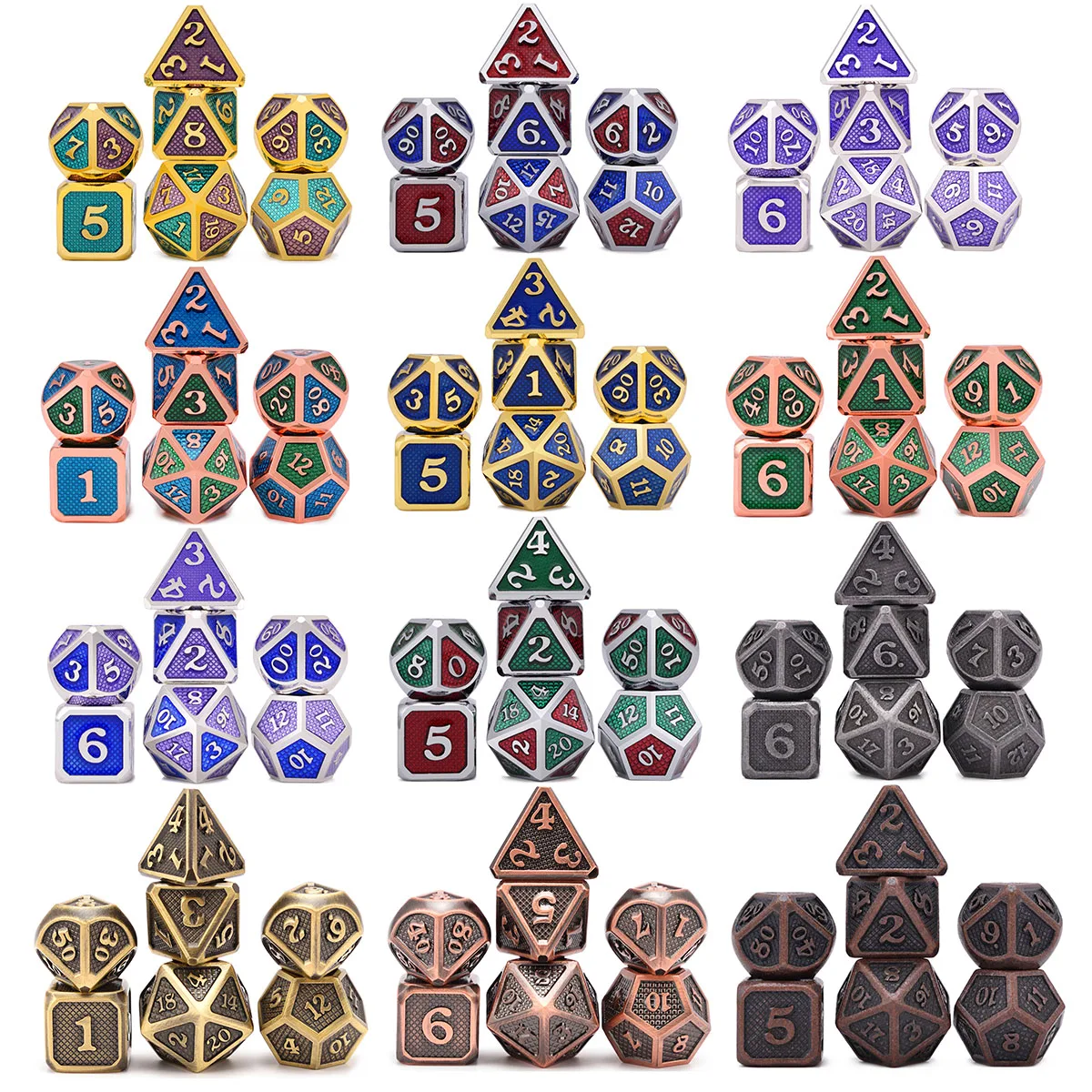 Металлические игральные кости Dragon Scale 7 шт. с чехлом для DND ролевой игры MTG
