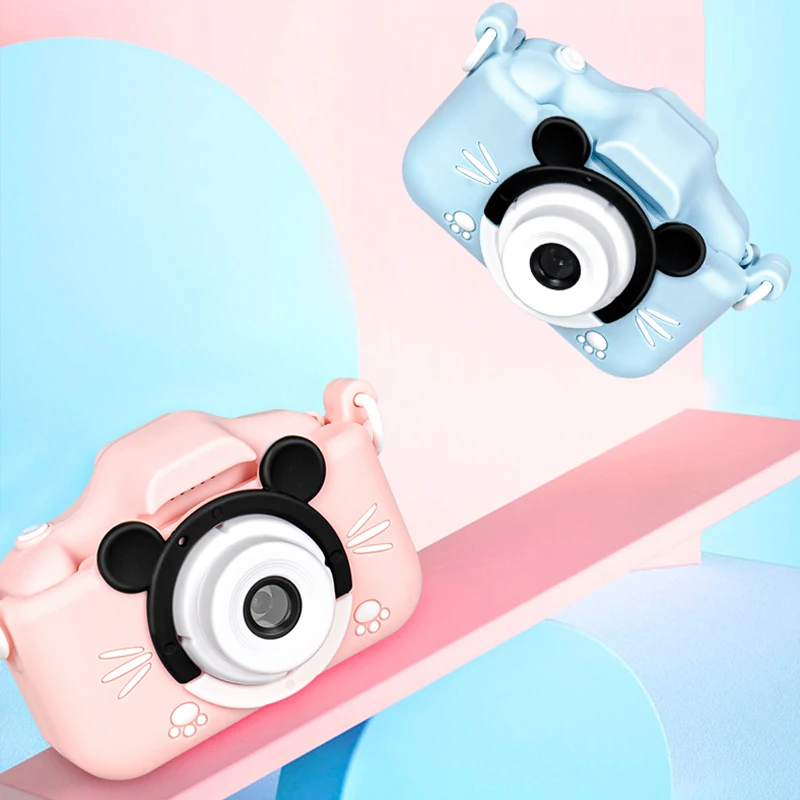 Dual Lens USB Charging 2 Inch HD Cartoon Take Pictures Anti-fall Children Camera With Protective Case Birthday Gift Digital | Электроника