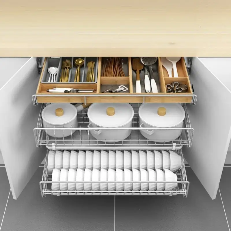De Cosina аксессуары органайзер ящик для Organizador Armario блюдо из нержавеющей стали Cocina стойка кухня шкаф корзина