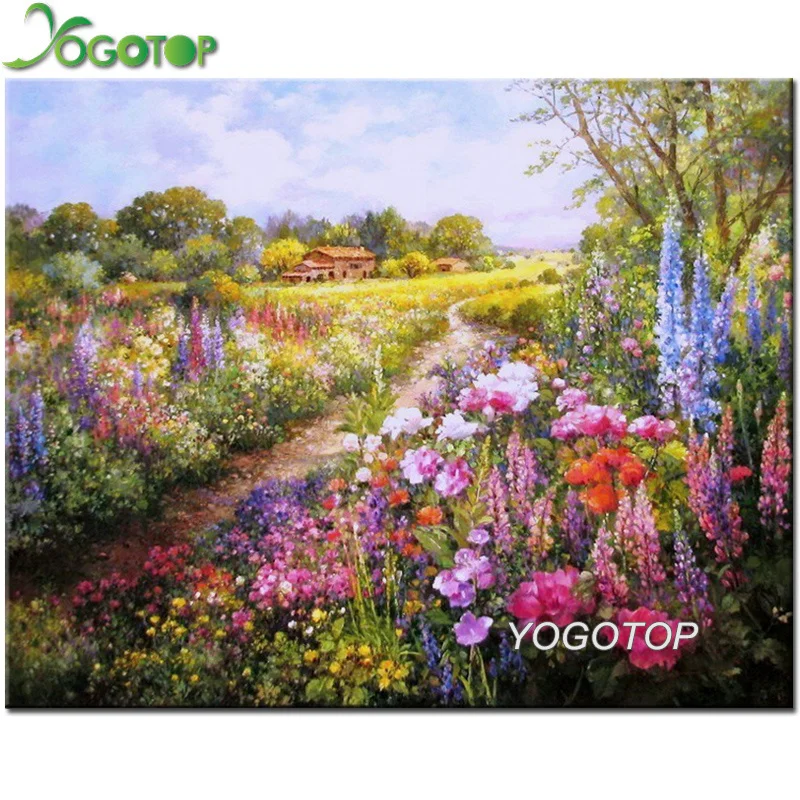 

5d diy diamond painting cross stitch natural garden flower landscape diamond embroidery mosaic pattern decoration crafts YY2312