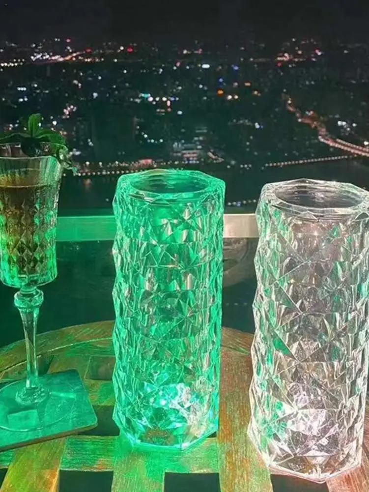 LED de cristal de diamante l&aacute;mpara de mesa por USB l&aacute;mpara de mesita de noche luz decorativa para noche para restaurante dormitorio decoraci&oacute;n del hogar-3